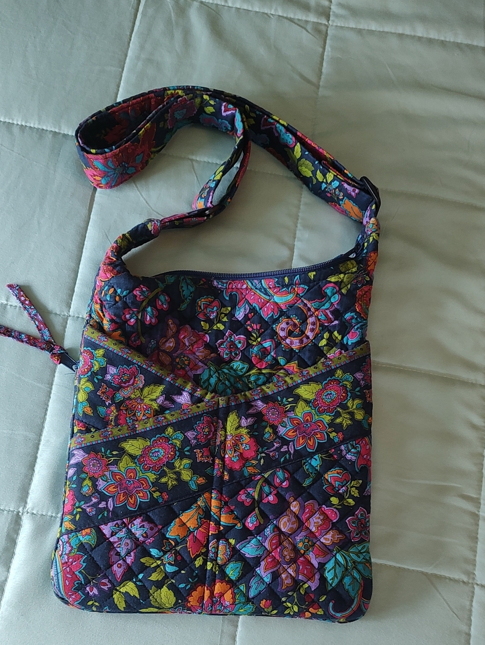 Quilted Floral Crossbody Bag in Navy Multicolor